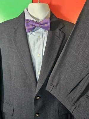 VTG Cricketeer Navy Suit Union Made 42R, Flat Front Trousers 36x30+ Shirt & Tie  - Image 1 of 4