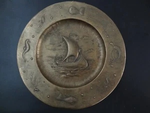 VINTAGE GERMAN HAND EMBOSSED BRASS  WALL ART WALL HANGING WALL DESIGN - Picture 1 of 14