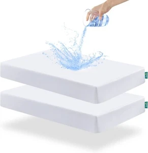 Waterproof Crib Fitted Sheets Soft Toddler Bed Protector Sheet 52"x28" 2 Pack - Picture 1 of 7