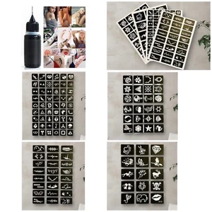 118 Teiliges Henna Schablonen Set + 10 ml Tinte - Bild 1 von 7