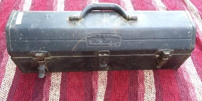 Vintage Craftsman Tombstone Hip Roof Tool Box Metal Handle Herit Logo/ Tray Blac - Image 1 of 4