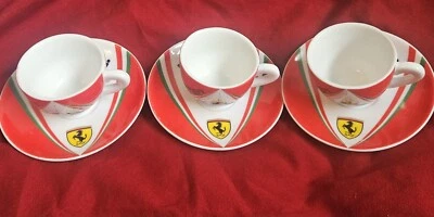 Official Ferrari World Champions F1 Formula One Espresso Cups w/Saucers X3 - Image 1 of 4