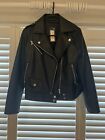 M&S COLLECTION Faux Leather Biker Jacket Black RRP £49.50 Size 10