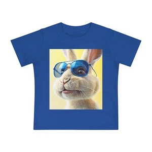 Cool Bunny Baby T-Shirt, Cute Baby Tee, Toddler Shirt, Cartoon Animal Top, - Picture 1 of 5