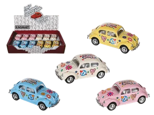 12 x Volkswagen VW Käfer 1967  Flower Power Modellauto Metall Kinsmart NEU - Bild 1 von 1