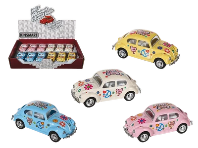 12 x Volkswagen VW Käfer 1967 Flower Power Modellauto Metall Kinsmart NEU