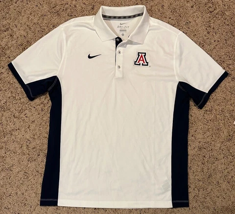 Nike Dri Fit Arizona Wildcats Golf Polo Shirt Mens Large L White Black Cover