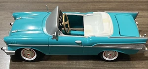 1957 CHEVY BEL AIR CHEVROLET BLUE CONVERTIBLE GEARBOX MINI PEDAL CAR - Picture 1 of 10