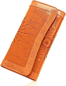 Cartera sin asas triple pliegue para mujer, cartera de cuero PU suave con organizador de dinero - Imagen 1 de 1