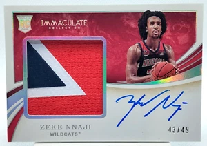 /49 Zeke Nnaji ROOKIE AUTO RPA 2020-21 Immaculate Autograph Patch Jersey SP RC - Picture 1 of 2