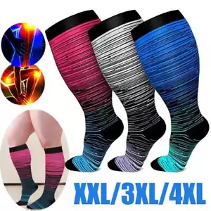 Plus Size Compression Socks 20-30 mmhg for Men and Women Wide Calf 2XL-4X-Large - Picture 1 of 17