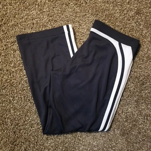 Nike Athletic Track Pants Black White Strip Elastic Stretch - Womens M - Picture 1 of 14