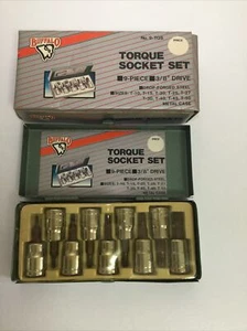 New BUFFALO 9-piece Torque Socket Set, 3/8" drive with metal case GC - Picture 1 of 10