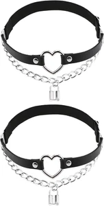 Leg Garter with Key Chains, Elastic Punk Heart Thigh Garters for Women, Black, 1 - Picture 1 of 12