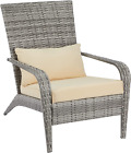 Patio Adirondack Wicker Chair,outdoor Coconino Wicker Chair With Cushion And Pil