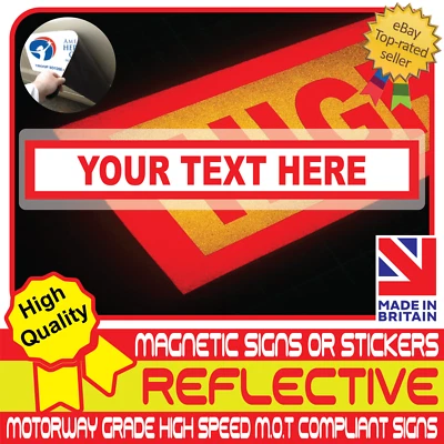 GRAFIX SHACK Custom Text Reflective Magnetic Sign or Vehicle Car Sticker High Vis Red White