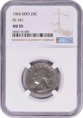 1965 Washington Quarter DDO FS-101 AU55 NGC - Image 1 of 4