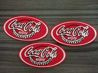 3 pcs CoCA CoLA Coke Enjoy Patch Embroidered Iron or Sew on Coat Jacket bag hat - Image 1 of 4