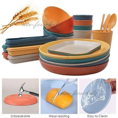 58TLG Unzerbrechliches Geschirr Set Wiederverwendbar Camping 5 Personen Picknick - Bild 1 von 4