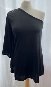 Black Size 10 Off Shoulder Polyester Top with Brooch Detail - Picture 1 of 11