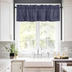 Cenefa Colby 58 X 14 - Azul Decorativa 100% Poliéster Se Adapta a Ventanas Hasta 36’ - Imagen 1 de 3