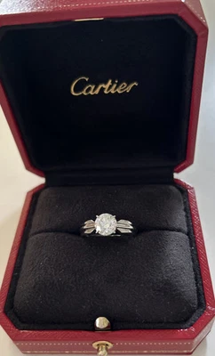 Anillo de compromiso y alianza de boda Cartier 1,51 quilates VS2/G diamantes Rd - con papeles y caja Foto 1 de 4