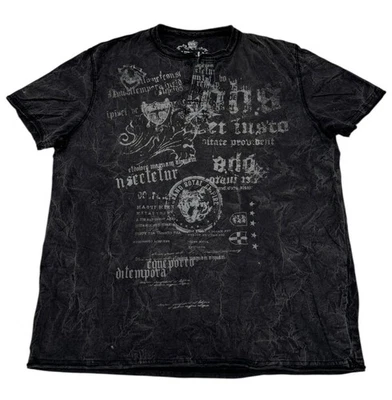 Helix T Shirt Mens XL Henley Button Short Sleeve Shirt Tattoo Grunge Y2K - Image 1 of 4