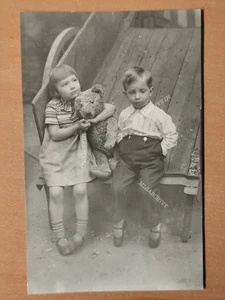 Postkarte AK Foto Kinder STEIFF Vorkrieg Teddy Teddybär F3 - Bild 1 von 2