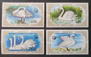 Mongolia 1986 Swans Birds Fauna Wildlife Stamps 4v MNH - Picture 1 of 2