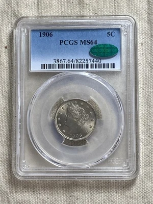 1906 Liberty Head Nickel w/ Cents PCGS MS64 CAC Approved Attractive Coin - Image 1 of 4