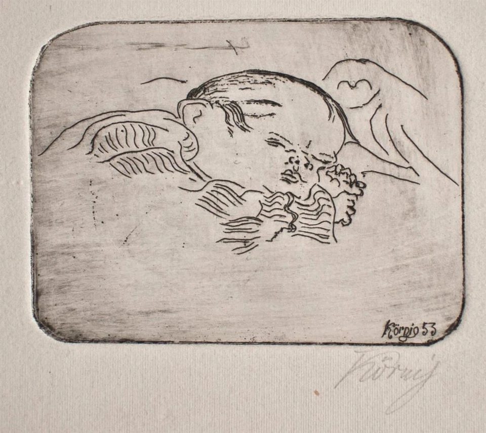 Hans Körnig Frauenakt Ausstellungsplakat Ostdeutsche Kunst sign Radierung 1953 - Bild 1 von 1