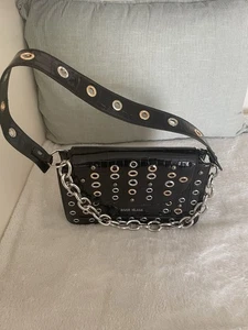 River Island Black Eyelet Shoulder Bag - Picture 1 of 18