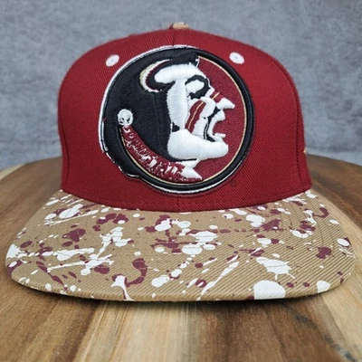 Florida State Seminoles Hat Cap Snap Back Red Paint Splatter Zephyr NCAA FSU Men - Image 1 of 4