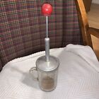 Vintage PAMCO 1 1/2 Cup Glass Food Nut Chopper Measuring Cup Red Wood Knob