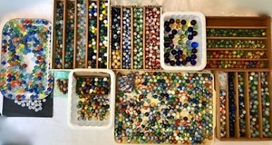 Vintage Murmeln 1930-1970er 23+ Pfund Pfund 1.900+ Stück Lot AKRO ACHAT VITRO ALLEY KING - Bild 1 von 12