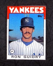 1986 TOPPS RON GUIDRY Card #H Wax Box Bottom CENTERED SHARP CORNERS w/CREASE