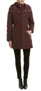Cole Haan Signature Hooded Taffeta Down Coat, Womens Size Med Trench Merlot - Picture 1 of 3
