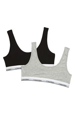 Calvin Klein 261849 Girls 2-Pack Bralette Bra Gray/Black Size Small - Image 1 of 2