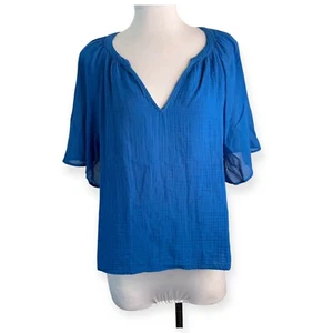 Velvet by Graham & Spencer Belle Cotton Top in Blue Medium NWT - Picture 1 of 5
