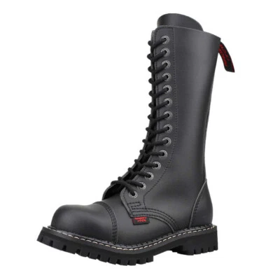 Angry Itch - 14-Loch Gothic Punk Army Ranger Armee schwarze vegane Stiefel mit S - Bild 1 von 4