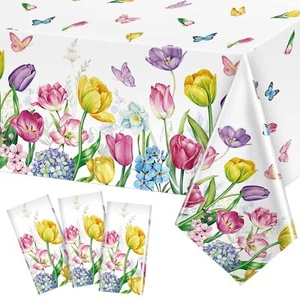 Floral Tablecloth Wild Flower Table Cloth Spring Summer Waterproof - Picture 1 of 7