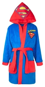Superman Kids Dressing Gown Hooded Superhero Robe for Kids Winter Warm Soft - Picture 1 of 10