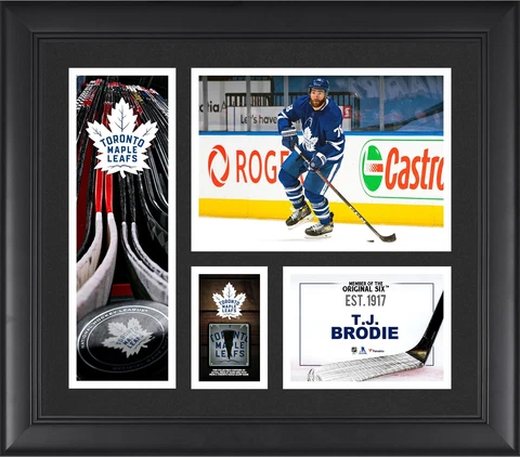 T.J. Brodie Toronto Maple Leafs FRMD 15" x 17" Collage with a Piece of GU Puck Cover
