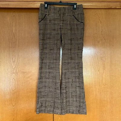 Pantalones acampanados Alice & Olivia marrón tweed a cuadros talla 4 Preppy Academia colegiala Foto 1 de 4