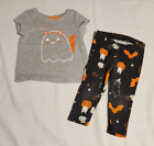 Cat &amp; Jack Halloween Pants and Tee Ghost Cat Size 12 Months Good Used Condition