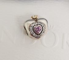 Authentic Pandora Pandora Princess Heart Charm, Pink CZ Bead Charm