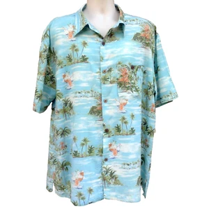 Camisa hawaiana Island Republic para hombre XL Aloha campamento cócteles islas palmas SS - Imagen 1 de 8