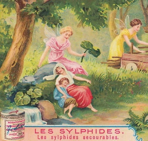 Tarjeta comercial victoriana Liebig vintage Forest Fairy Family Bliss ninfa sílfide - Imagen 1 de 7