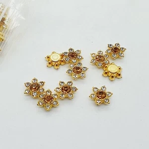 12mm fancy GOLD crystal gem dress coat Flower sew on rhinestone Button - Picture 1 of 1