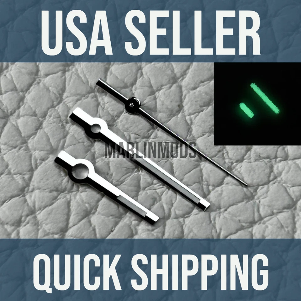 Серебряная «дубинка» Mod часы стрелки подходит NH35, NH36,7s26,7s36 SKX007 зеленый светящийся - Изображение 1 из 1